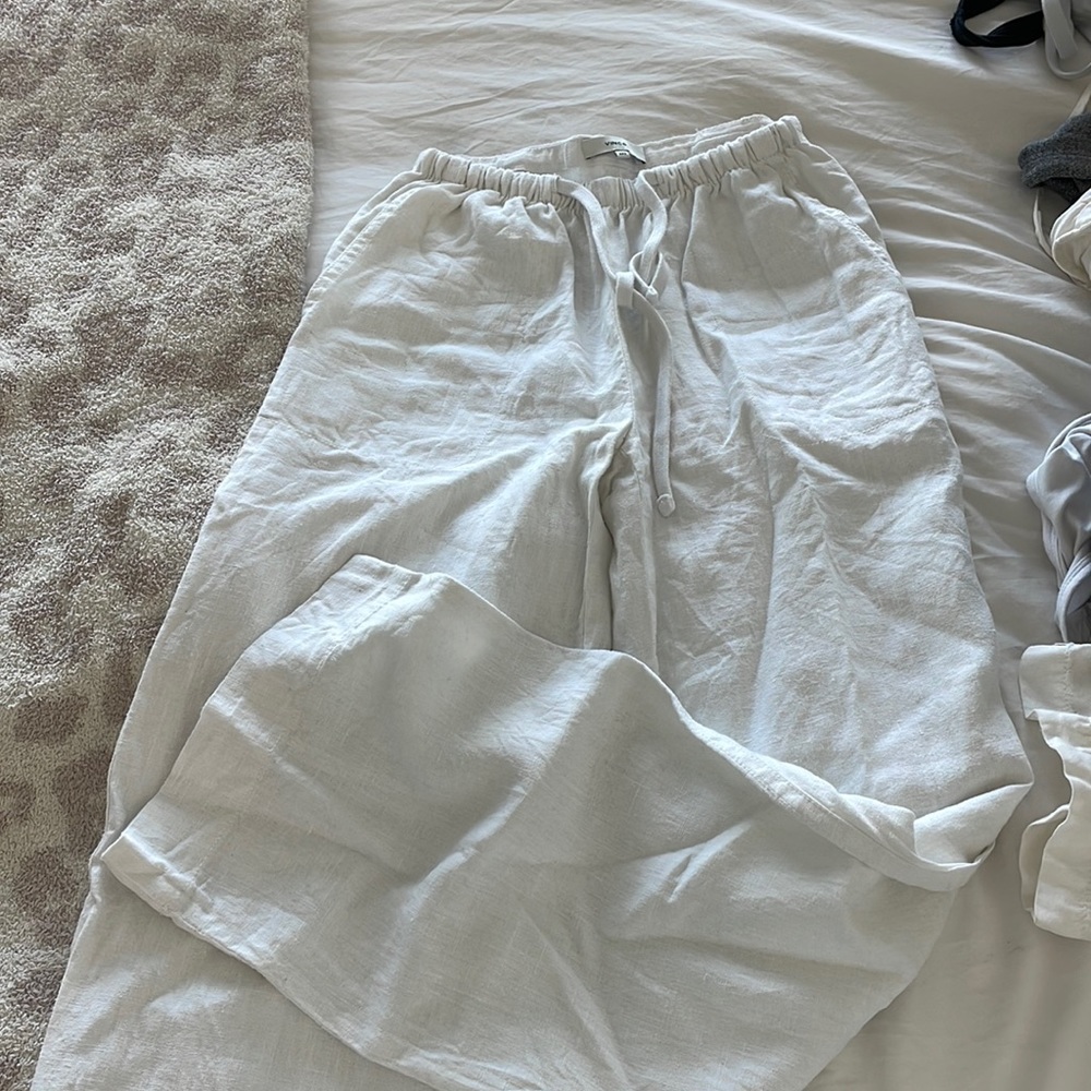 Vine 100% linen flair mid rise pants